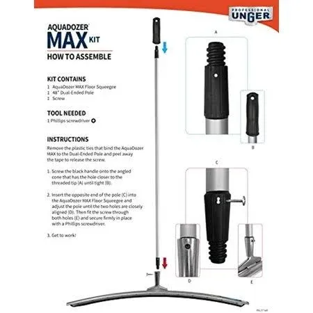 Unger Professional AquaDozer Max Kit with 36" Smooth Surface Curved Floor ...