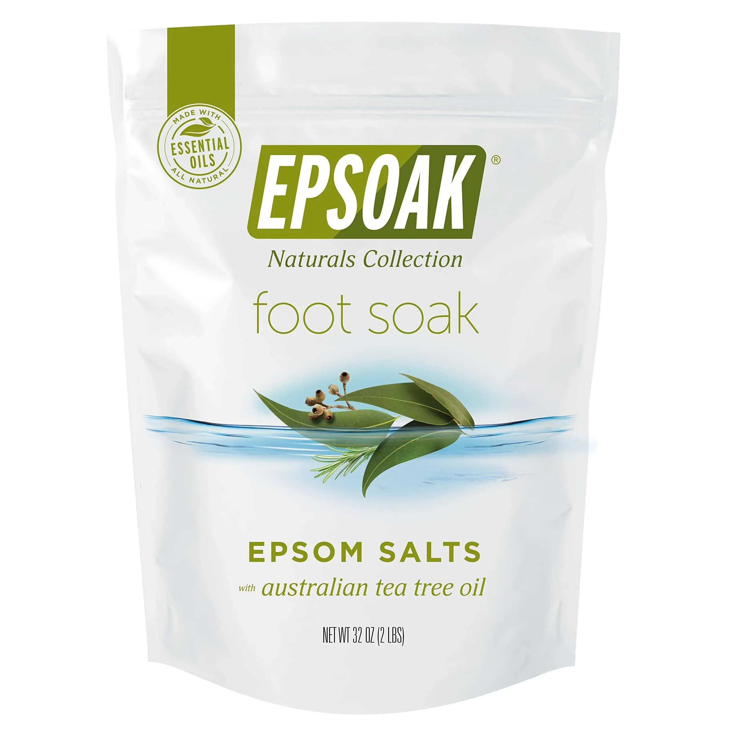 Tea Tree Oil Foot Soak with  Epsom Salt - 2 Pound Value Bag - Made in the USA