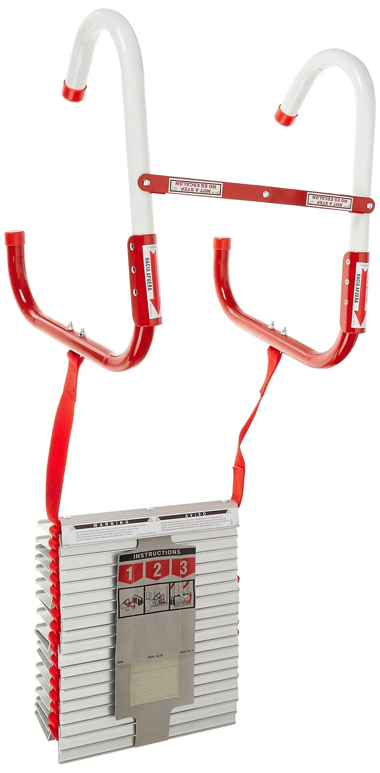 Kidde Fire Escape Ladder, 3-Story Rope Ladder, Extends to 25-Feet, Anti-Slip Rungs