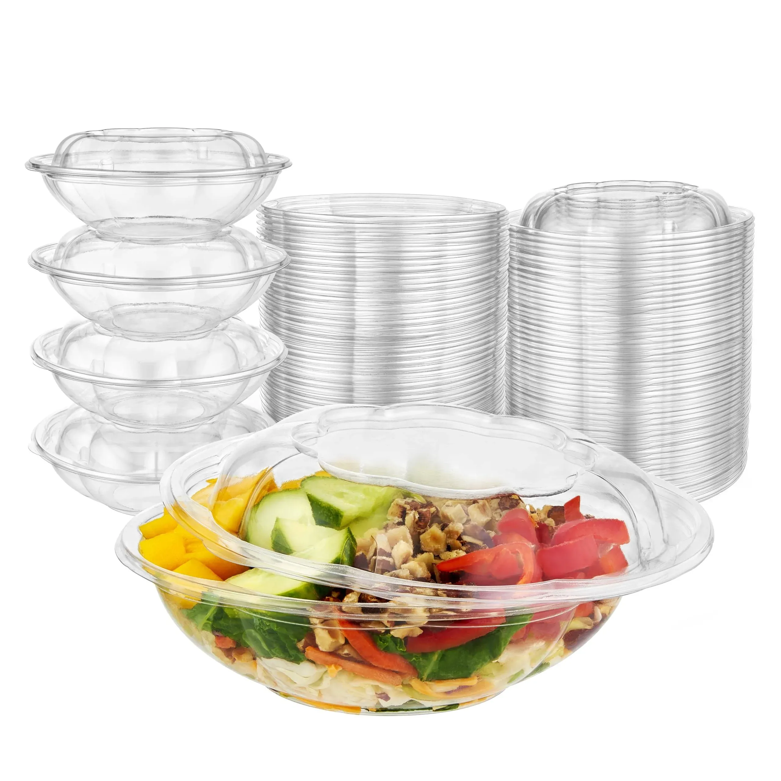 Stock Your Home 18oz Clear Plastic Salad Bowls with Lids Disposable (50 Pack) Mini Takeout Container with Snap on Lid for Fruit Salads, Quinoa, Lunch and Meal Prep, Acai Bowl, To-Go Party Containers