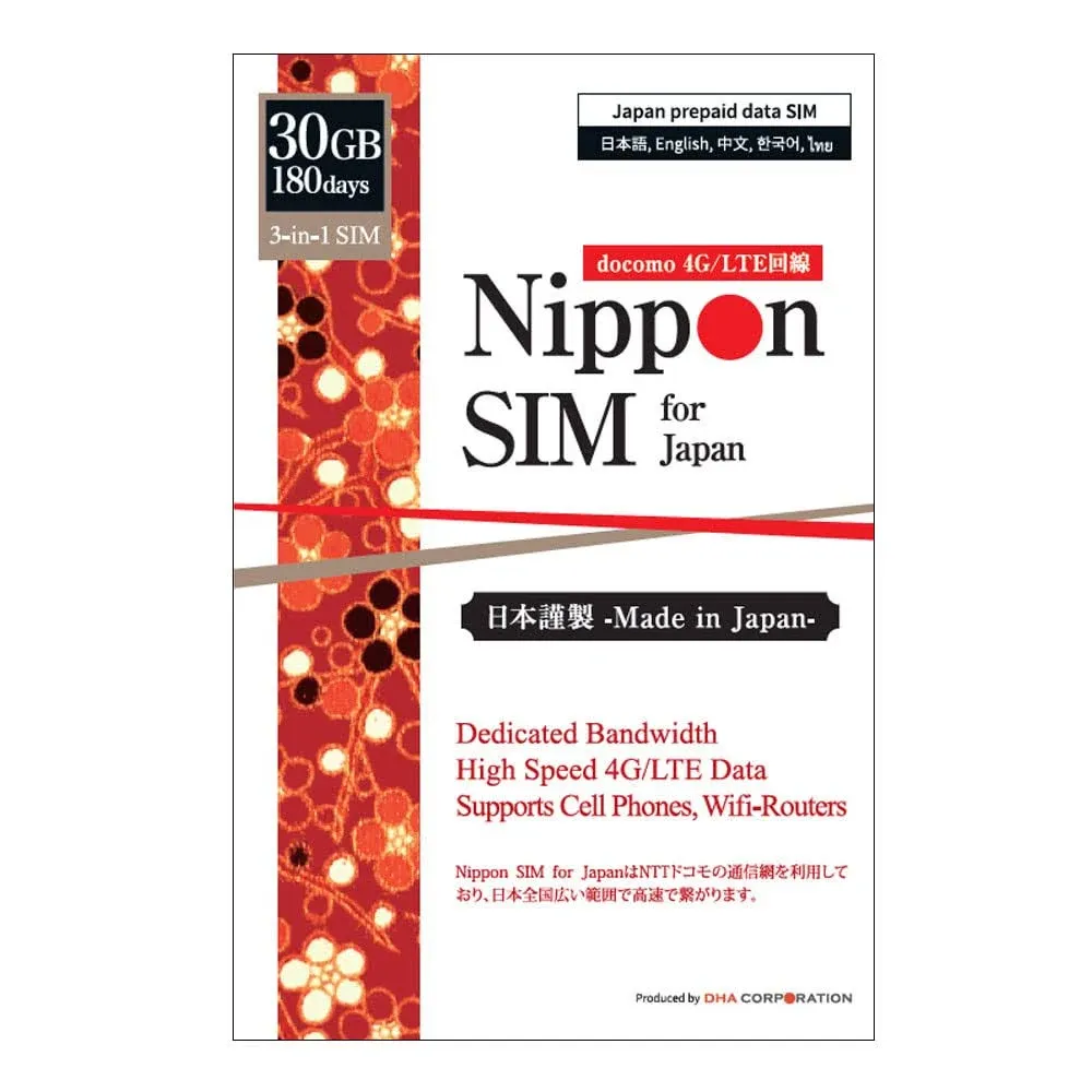 Nippon Sim for Japan 180Days 30GB 4G-LTE Data (No Voice/SMS) 3-in-1 Sim Card ...