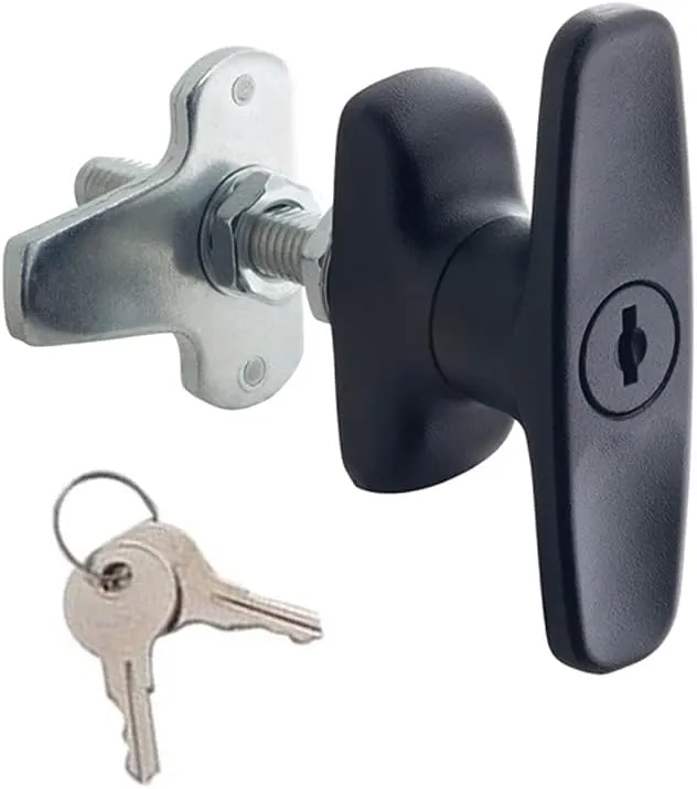 2PCS T-Handle Lock Latch Shed Door T-Handle Lock kit for Truck Cabinet Garage Door Lock Camper Shell Locks and Keys