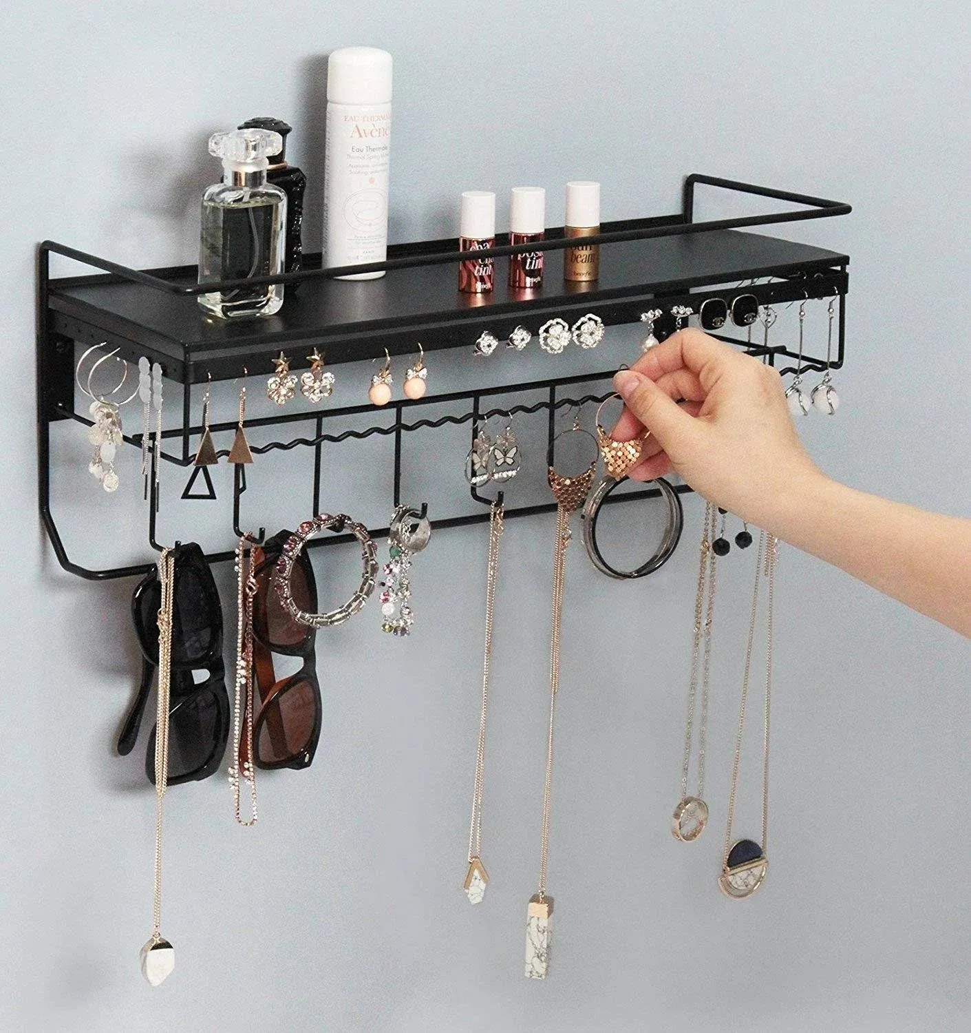 JackCubeDesign Wall Mounted Classic Black Iron Designer Made Cosmetics Storage ...