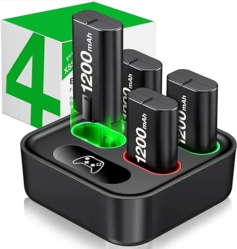 ESYWEN Charger for Xbox Rechargeable Battery Pack, 4 X 1200mAh Xbox One Controller Battery Packs for Xbox Series X/S/Xbox One/S/X/Elite,Xbox Accessories