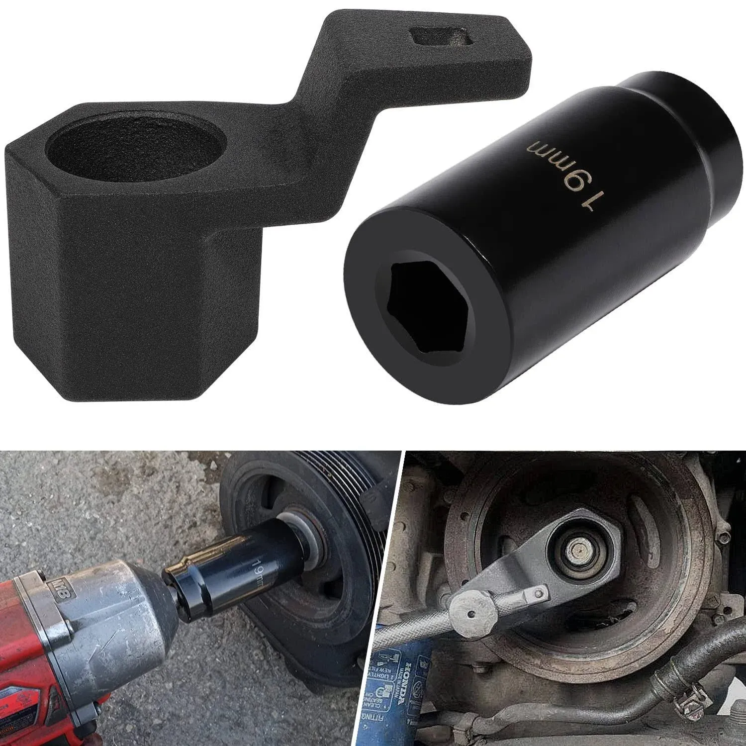 Yoursme 19mm Harmonic Balancer Socket 77080 & 50mm Crankshaft Crank Pulley Wrench ...