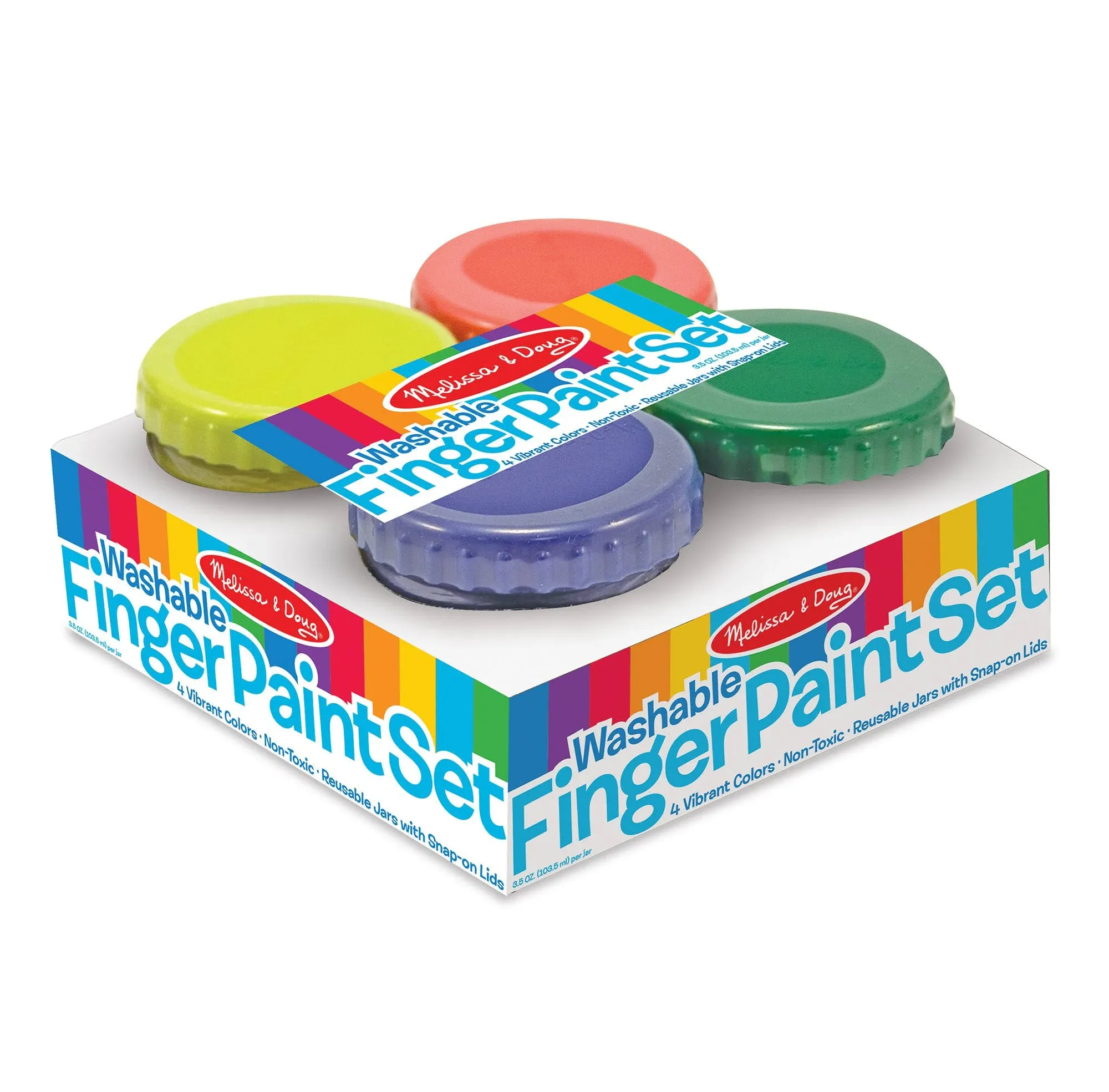 Melissa &amp; Doug Finger Paint Set (4 pcs) - Red, Yellow, Blue, Green