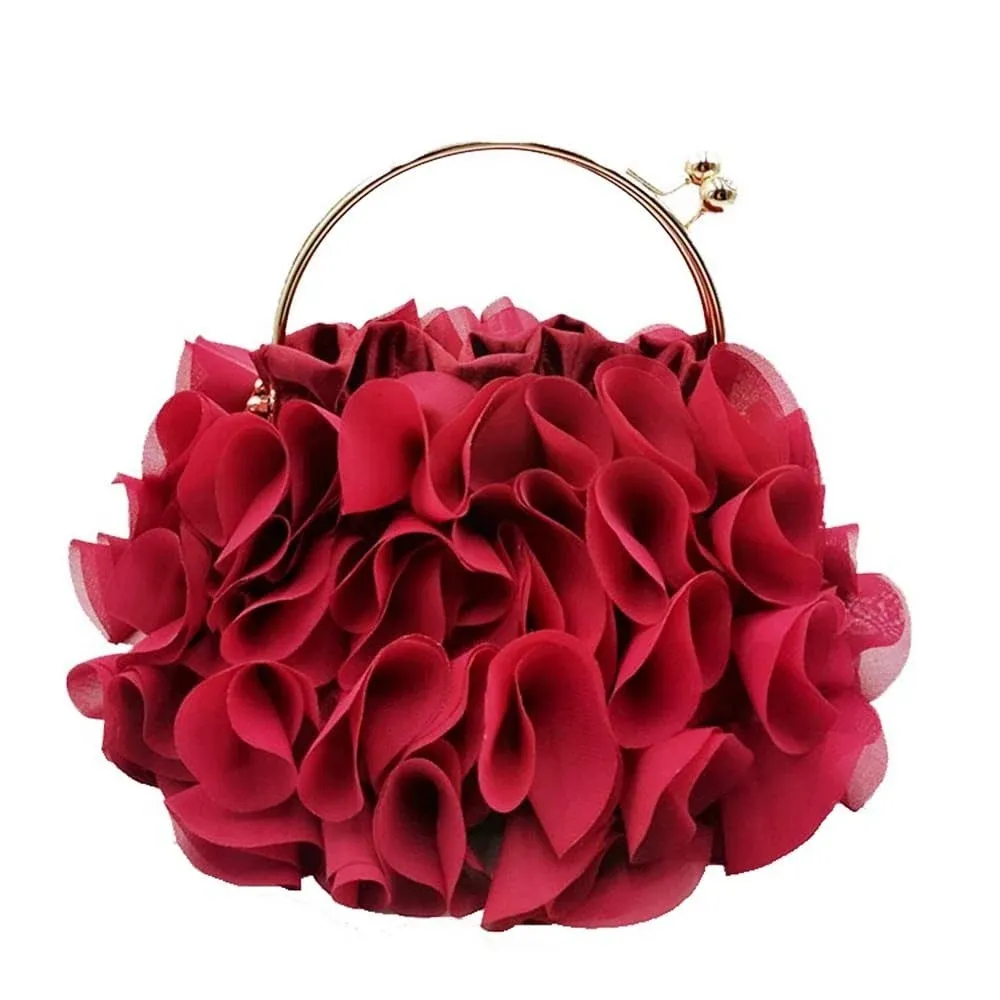 DJBM Floral Clutch Purses for Women Satin Clutch Evening Bag Party Prom Handbags Bride Purse