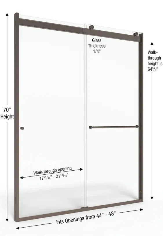 Basco Rotolo Oil Rubbed Bronze 44-in to 48-in W x 70-in H Semi-frameless Bypass Sliding Shower Door