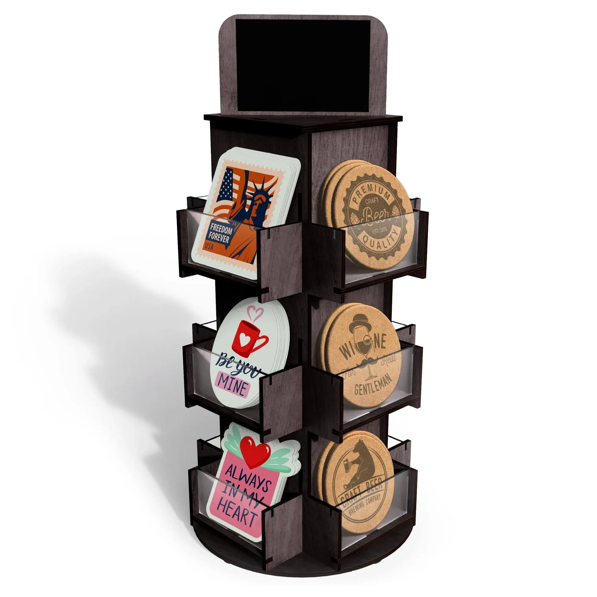 DS The Display Store 3 Tier Rotating Sticker Display Stand for Vendors, Black...