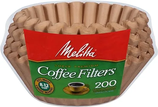 Melitta 8-12 Cup Basket Coffee Filters, Unbleached Natural Brown, 200 Count (Pack of 6) 1200 Total Filters Count