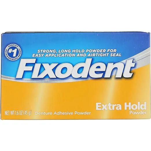Fixodent Denture Adhesive Powder Extra Hold - 1.6 oz, Pack of 5