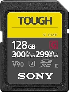 Sony TOUGH-G series SDXC UHS-II Card 128GB, V90, CL10, U3, Max R300MB/S, W299MB/S (SF-G128T/T1)