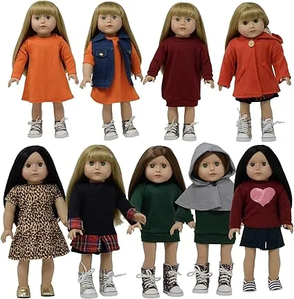 18-Inch Doll Set of 9  Winter Dress Assortment