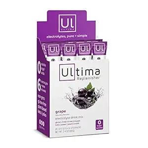 Ultima Replenisher Electrolyte Hydration Mix, Grape, 20 Count Stickpacks - Sugar Free, 0 Calories, 0 Carbs - Gluten-Free, Keto, Non-GMO, Vegan -Magnesium, Potassium, Calcium, Sodium