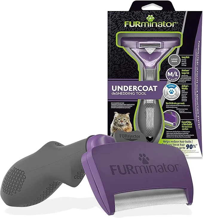 FURminator Undercoat Deshedding Tool for Medium/Large Long Hair Cat, M