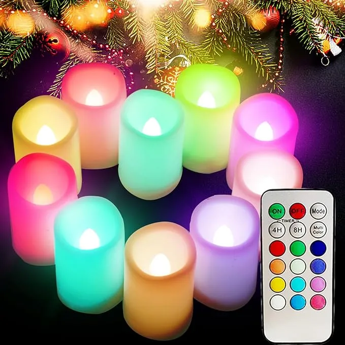 Multi Color Changing Votive Flameless Candles with Remote and Timer