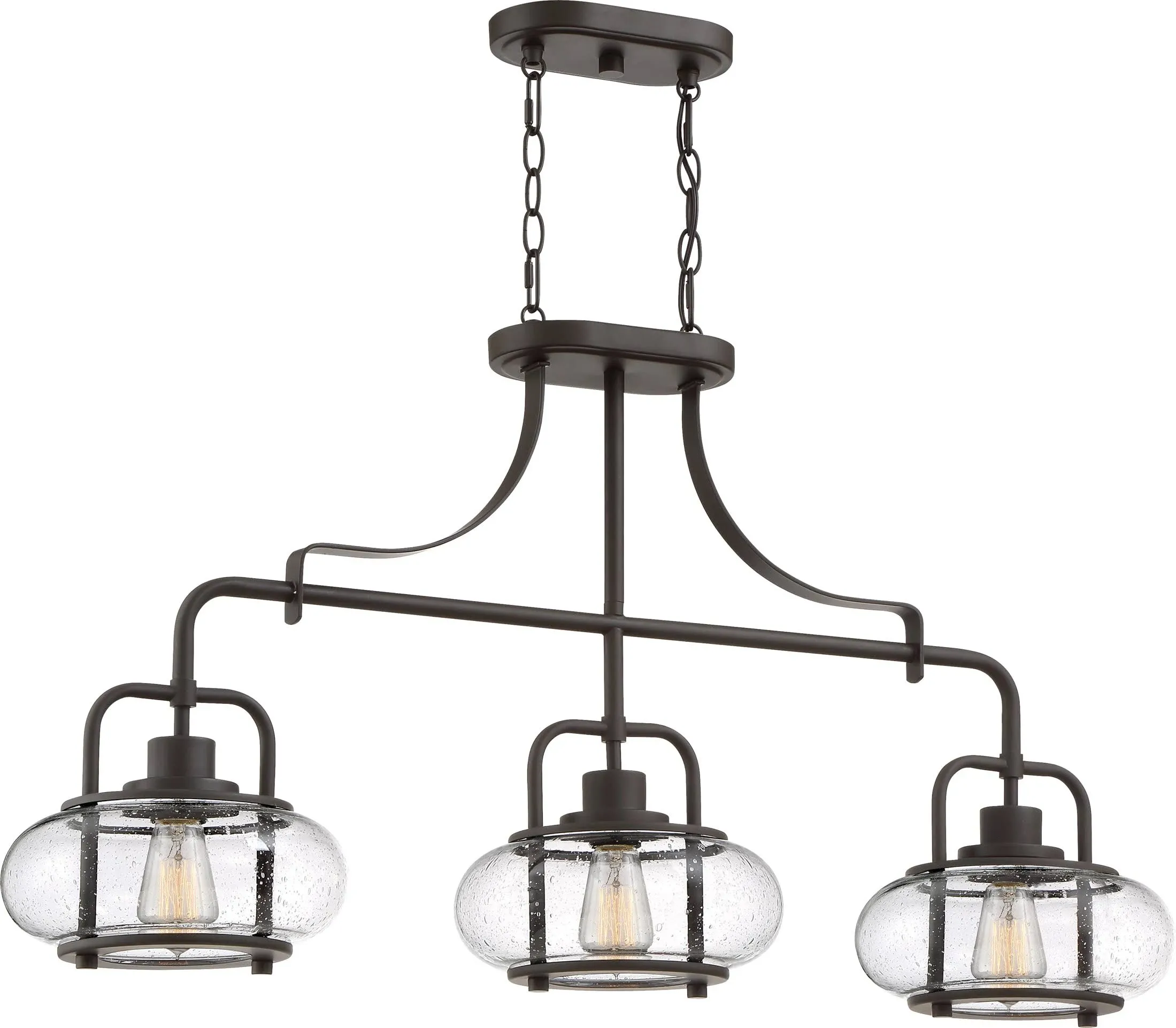 Quoizel TRG338 Trilogy 3 Light 38" Wide Linear Chandelier with Clear Seedy Glass ...