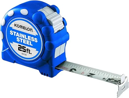 Komelon SS125 Gripper 25-Foot Stainless Steel Measuring Tape , Blue