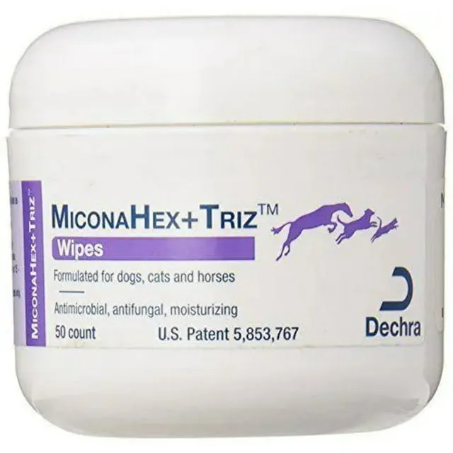 Dechra Miconahex +Triz Pet Wipes Anti-bacterial and anti-fungal properties 50ct