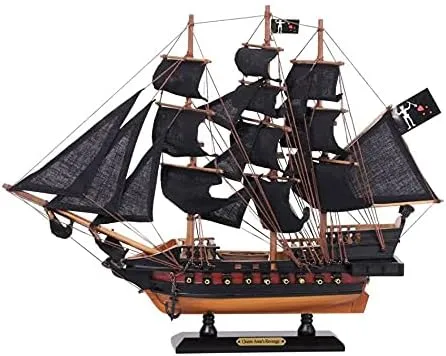 "Hampton Iron HANDCRAFTED NAUTICAL D√âCOR Wooden Blackbeard's Queen Anne's Revenge Black Sails Limited Model Pirate Ship"