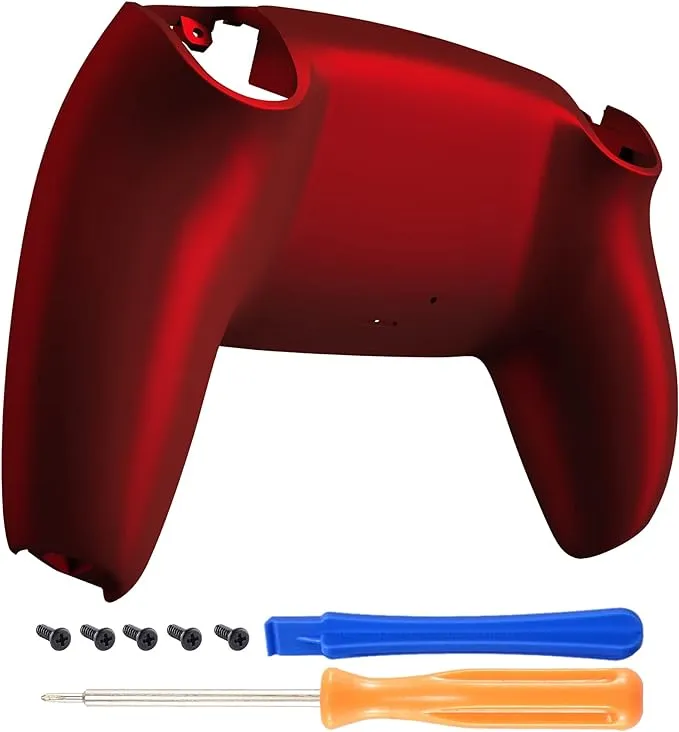 eXtremeRate Scarlet Red Soft Touch Custom Back Housing Bottom Shell Compatible with ps5 Controller, Replacement Back Shell Cover Compatible with ps5 Controller - DPFP3003