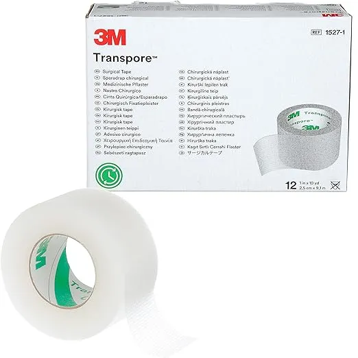 Transpore Surgical Tape by The Box, 1" (Box of 12 Rolls)