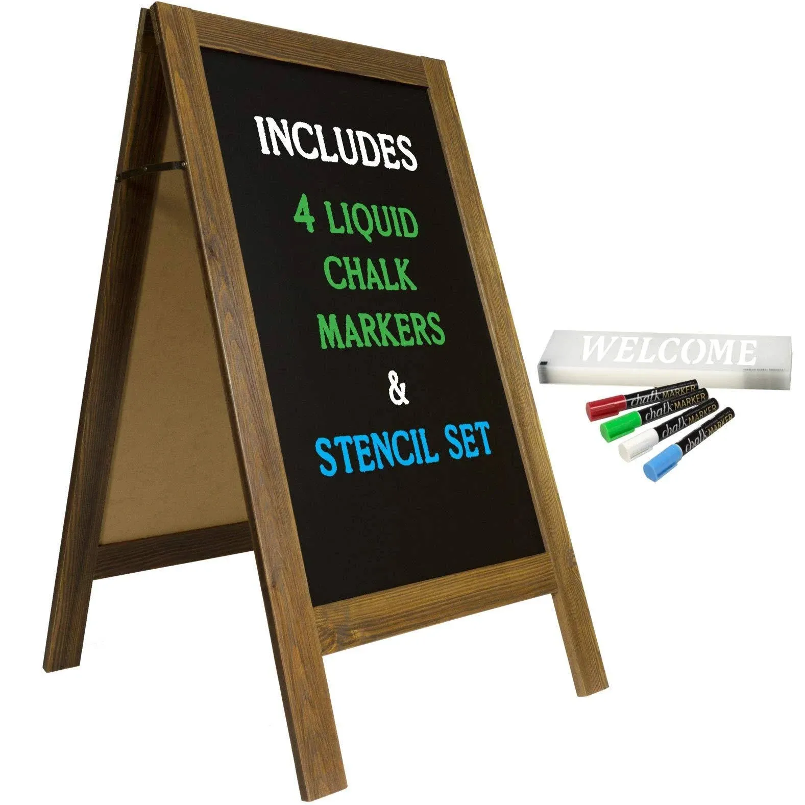 Excello Global Products A-Frame Chalkboard, Rustic, 40" x 22" (GPP-0001)