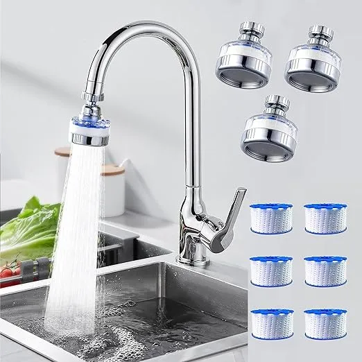 Luv 3Pack Sink Water Filter Faucetz: Faucet Filter-360° Rotating Fauc Filters Purifier Kitchen Tap Filtration Removes Chlorofluoride Heavy Metal