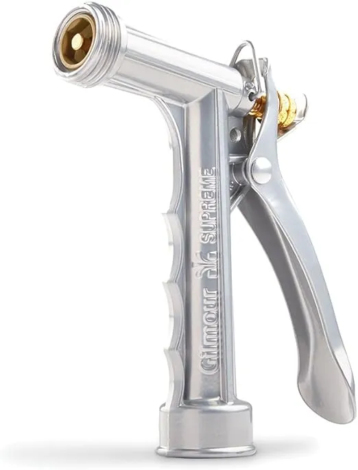 Gilmour Full Size Zinc Pistol Grip Nozzle with Threaded Front, Silver (857302-1001)