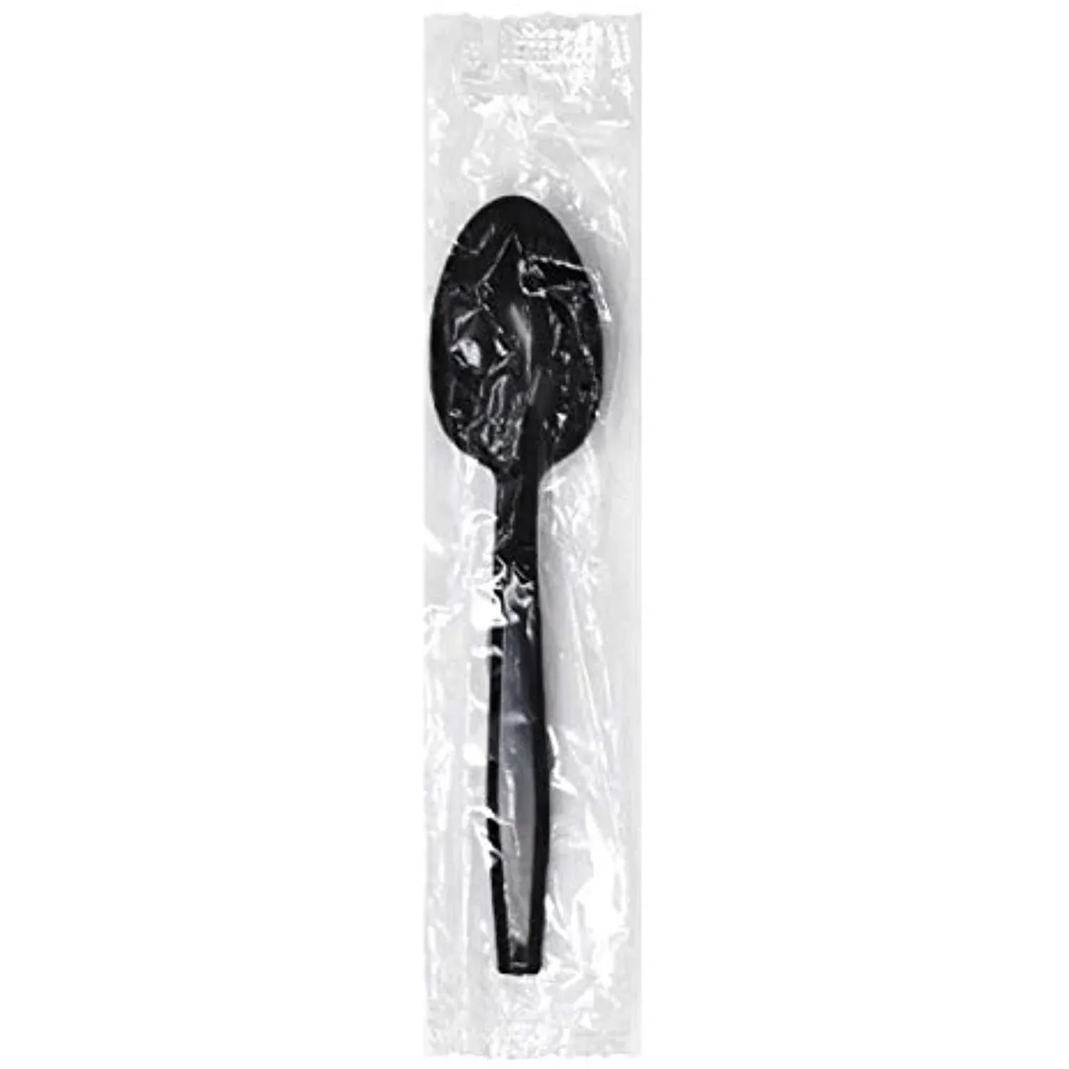 Progress Plastic Cutlery Individually wrapped Spoon Heavy Weight Black Disposable spoons 1000 count - Strong & Durable black plastic spoons for BBQ, Party, Office, Restaurants & all events