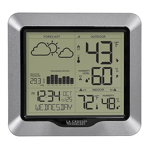 La Crosse Technology Advanced Wireless Weather Station: Dynamic Icons, Barometric Pressure, Atomic Time, Temperature/Humidity Gauge, Recording, Stylish Display, Fast Reception & Long Range (330 Feet)