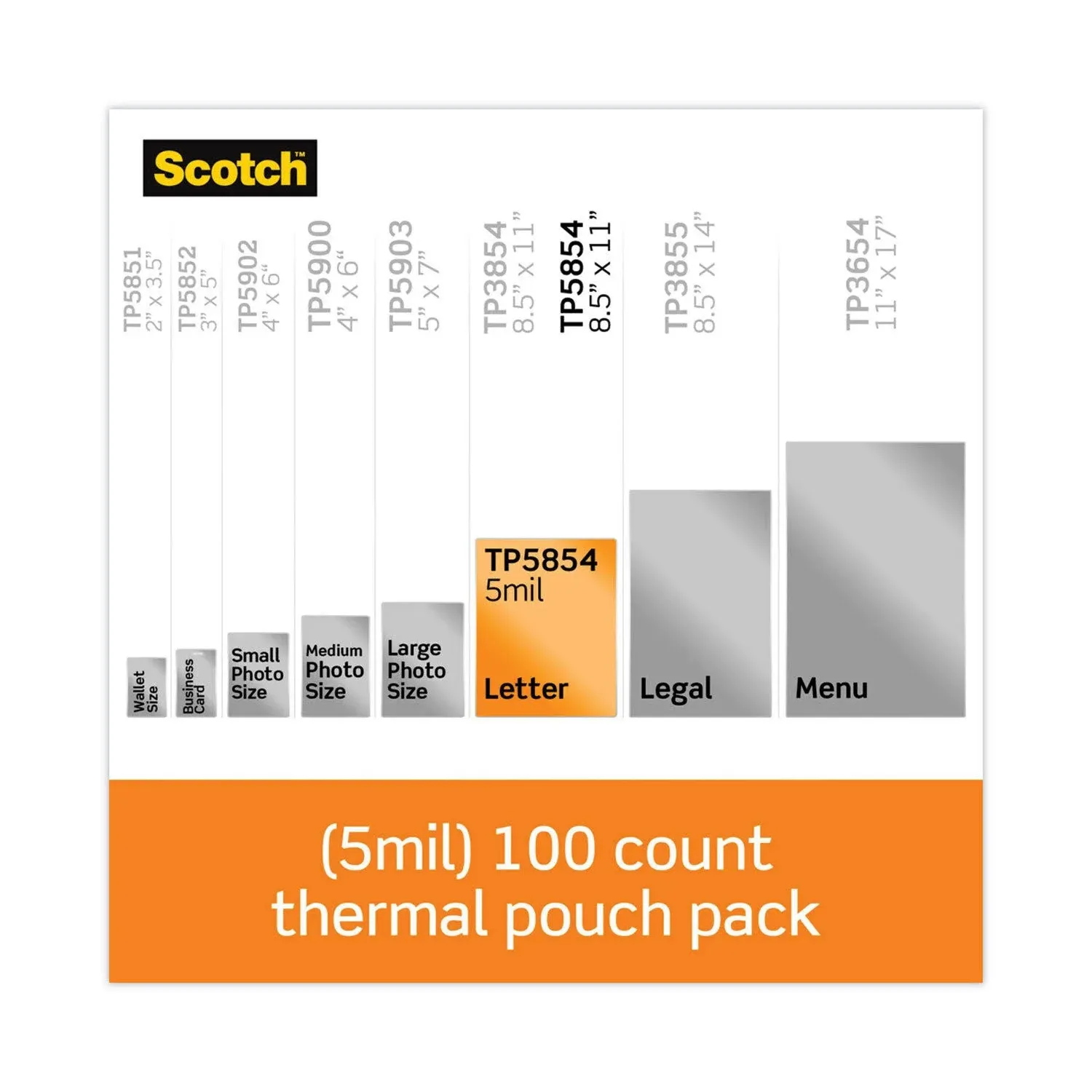 Scotch Thermal Laminating Pouches 5 Mil 100 Pack