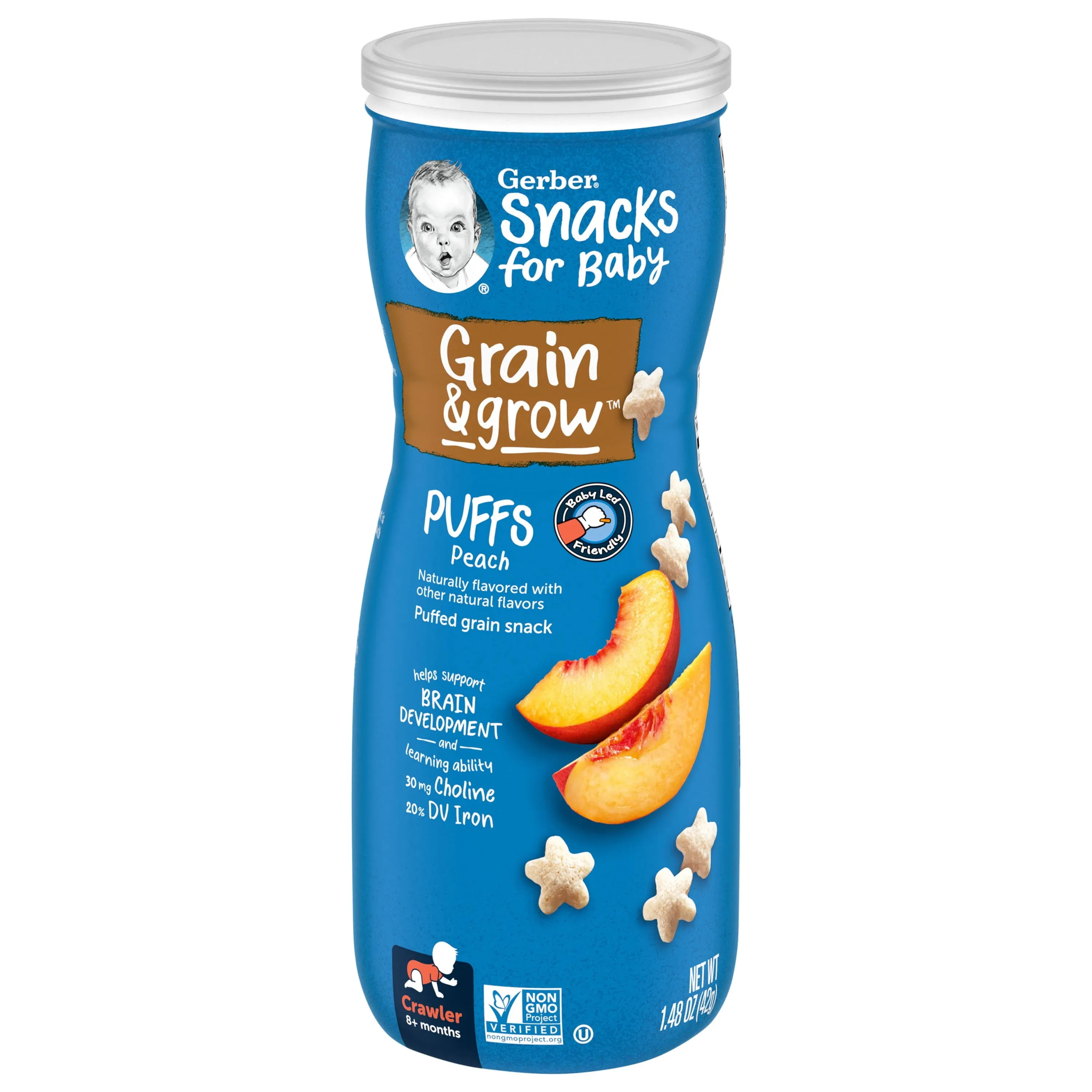 Gerber Puffs Cereal Snack, Peach,1.48 ounce(Pack of 6)