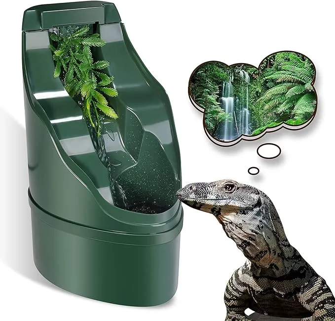 Reptile Chameleon Cantina Drinking Fountain Water dripper Comes with Feeding Tongs and Frosted Tweezer for Lizard Turtle Snake Spider Frog Gecko, Come with an Extra Pump for Replacement