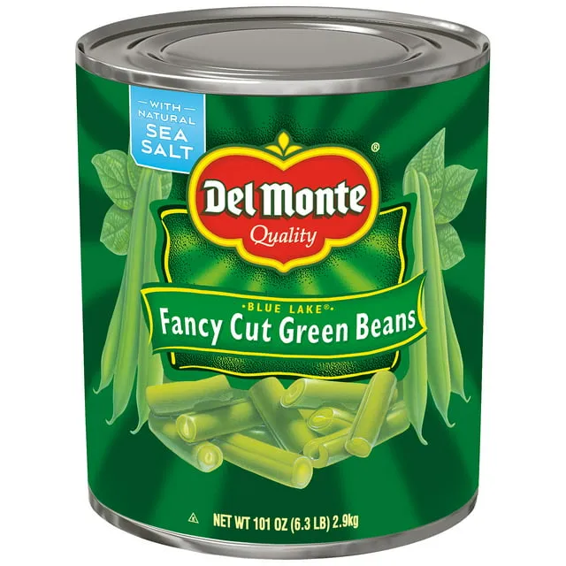 DEL MONTE BLUE LAKE Fancy Cut Green Beans, 101 oz Can