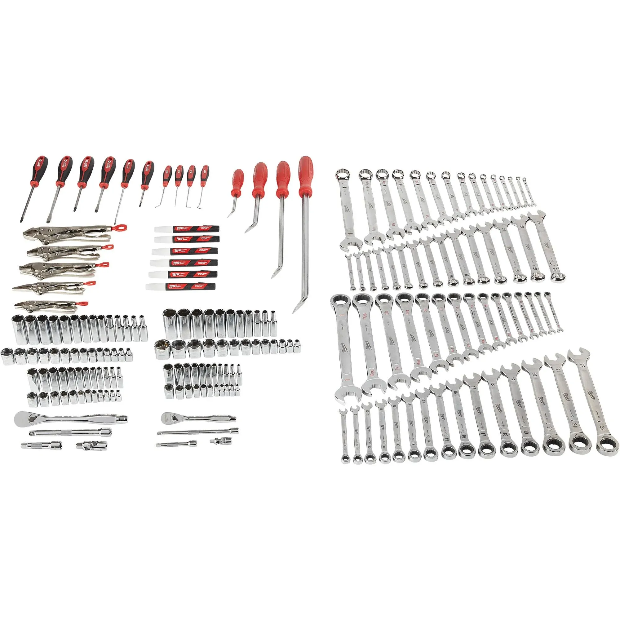 Milwaukee Tool - 48-22-9489 - MILWAUKEE Mechanics Tool Set: 191 Total Pcs, Metric/SAE, 1/4 in/3/8 in Socket Drive Size, Tool Case