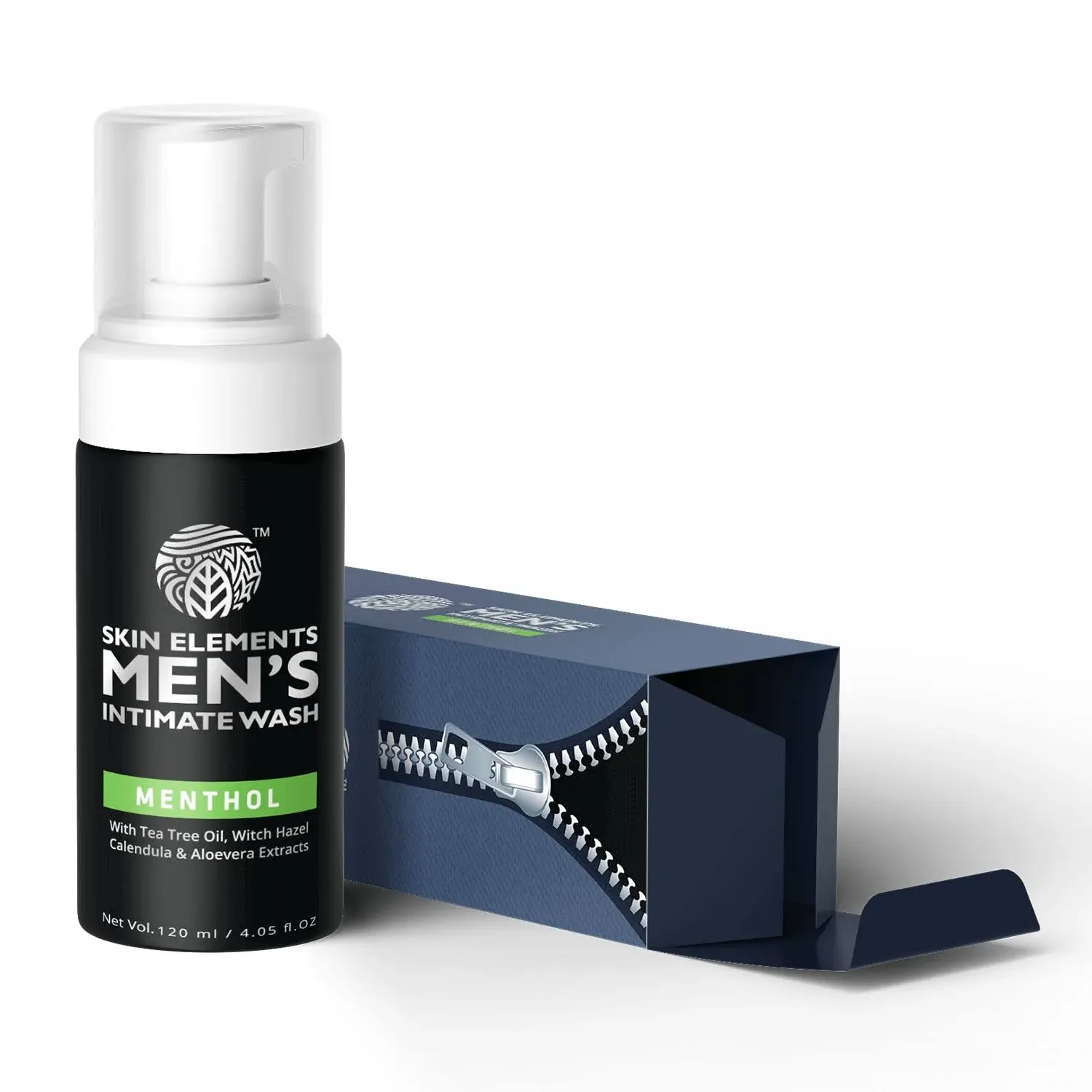 Skin Elements Men's Intimate Wash- Menthol 4.05 fl oz- pH Balanced Prevents Itching,Irritation-Foam