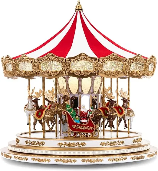 Mr. Christmas Regal Carousel Musical Animated Indoor Christmas Decoration, 17 Inch, White