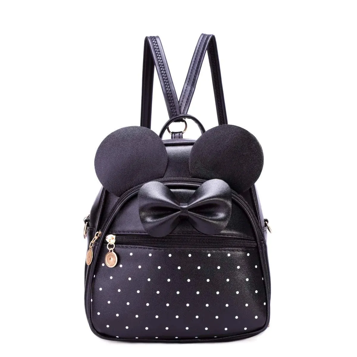 KL928 Girls Bowknot Polka Dot Cute Mini Backpack Small Daypacks Convertible Shoulder Bag Purse for Women