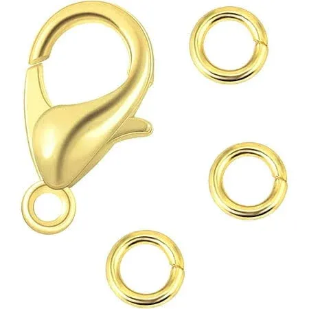 Wholesale Pack- Gold Plated 50 Pcs 9mm Small Lobster Clasps and 100 Pcs 4mm Open ...