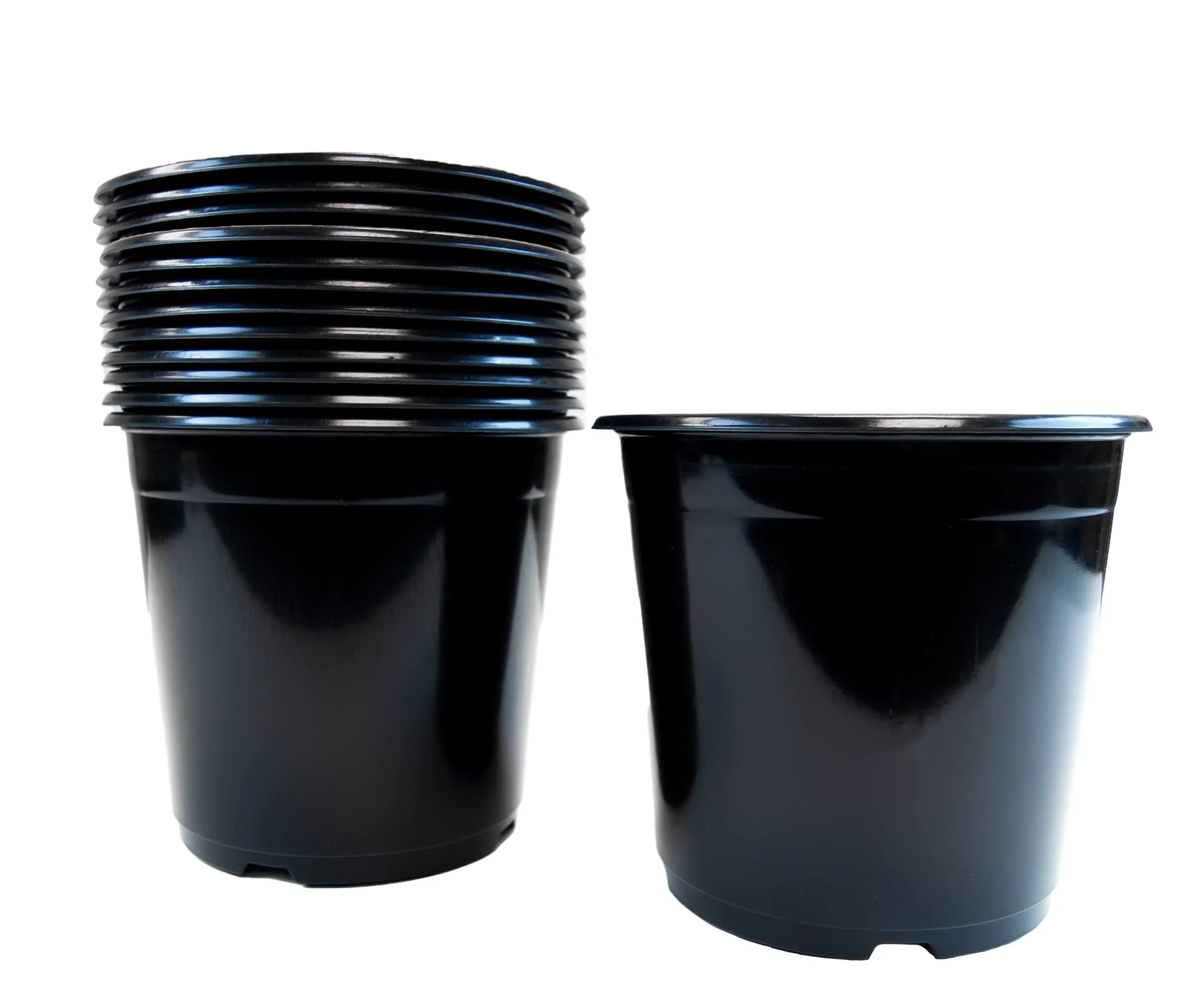 Viagrow 1 gal. Black Plastic Nursery Pots (12-Pack)