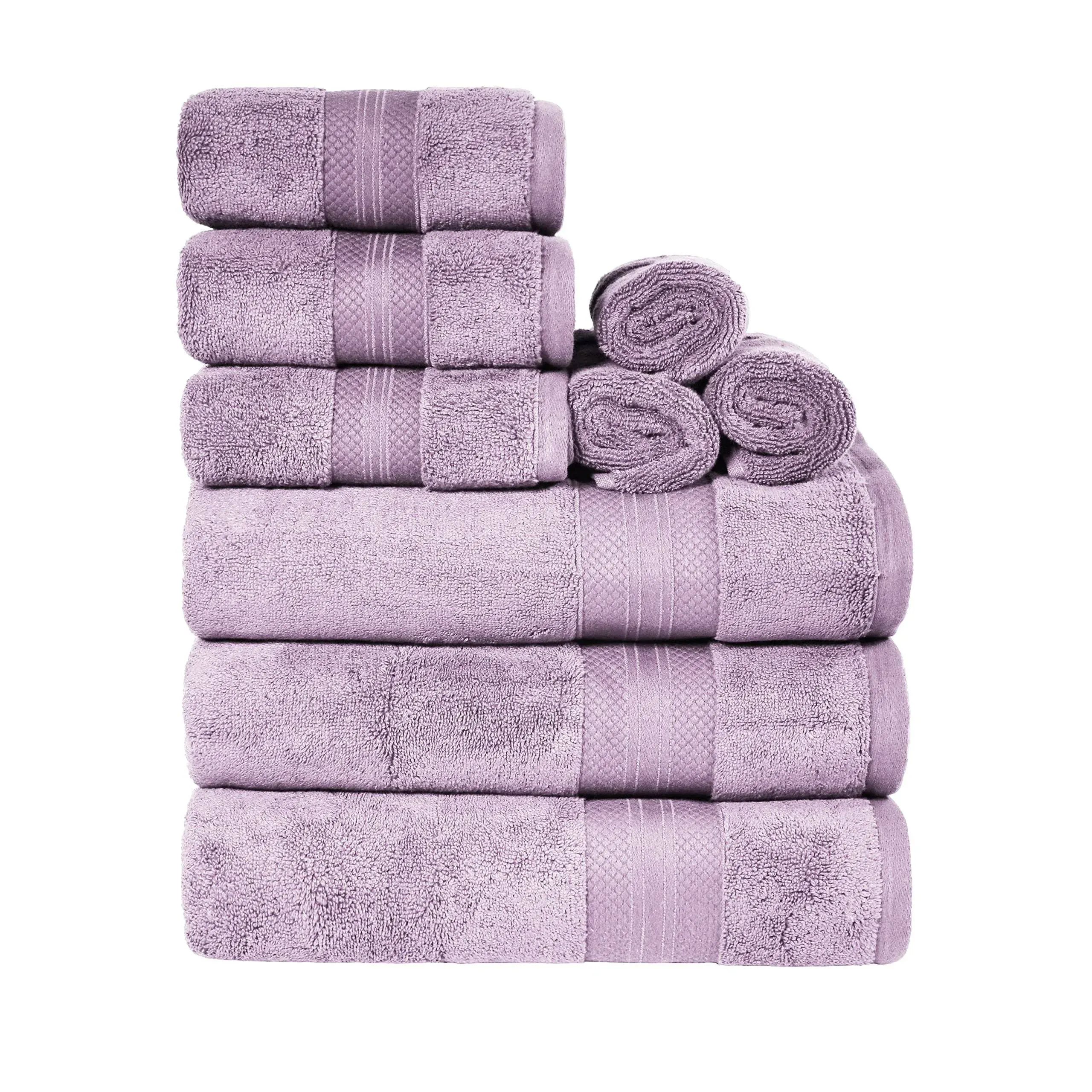 Superior Turkish Cotton 9-Piece Towel Set, 3 Bath, 3 Hand, 3 Face Towels for Home, Bathroom Essentials, Hotel, Resort, Spa, Shower, Adult, Kids, Airbnb, Plush, Soft, Apartment, Wisteria