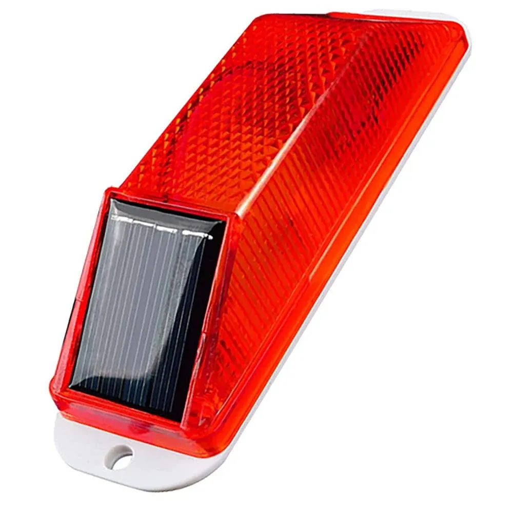 Solar Strobe Warning Light: Sensitive LED Warning Lamp High Bright Waterproof IP65 Light Control Flashing Beacon Barricade Construction Safety Traffic Light for Driveways Dock (Red)