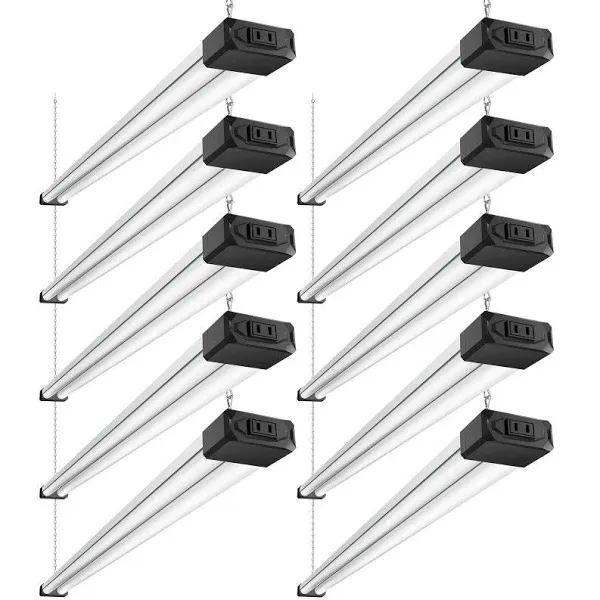 BBOUNDER 10 Pack Linkable LED Shop Light with Reflector, Super Bright 6500K Cool Daylight, 4400 LM, 4 FT, 48 Inch Integrated Fixture for Garage, 40W Equivalent 250W, Surface & Suspension Mount, White