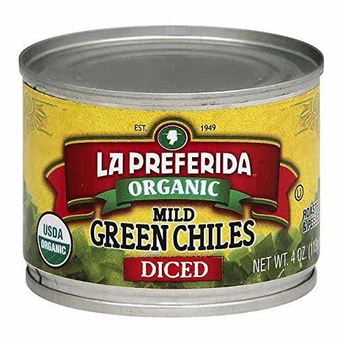 La Preferida Organic Green Chiles, Mild-Diced, 4 oz. (Pack of 12)