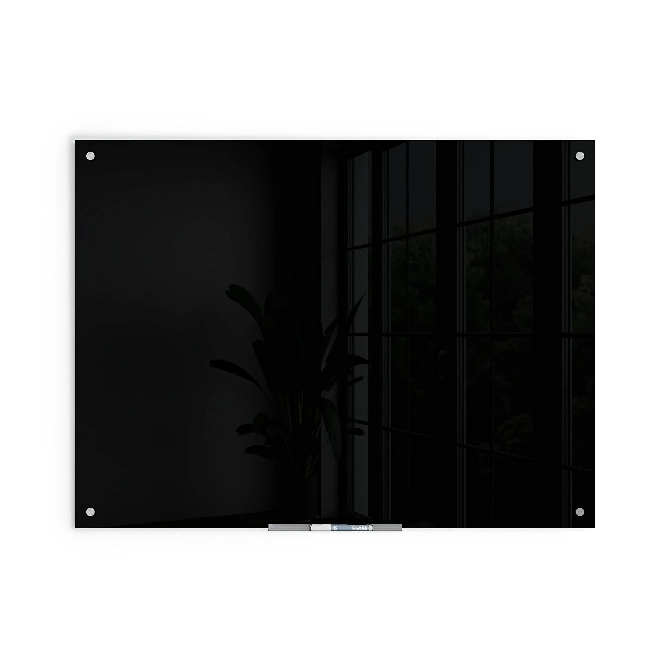 U Brands 47 in. x 35 in. Black Surface Frameless Glass Dry Erase Board