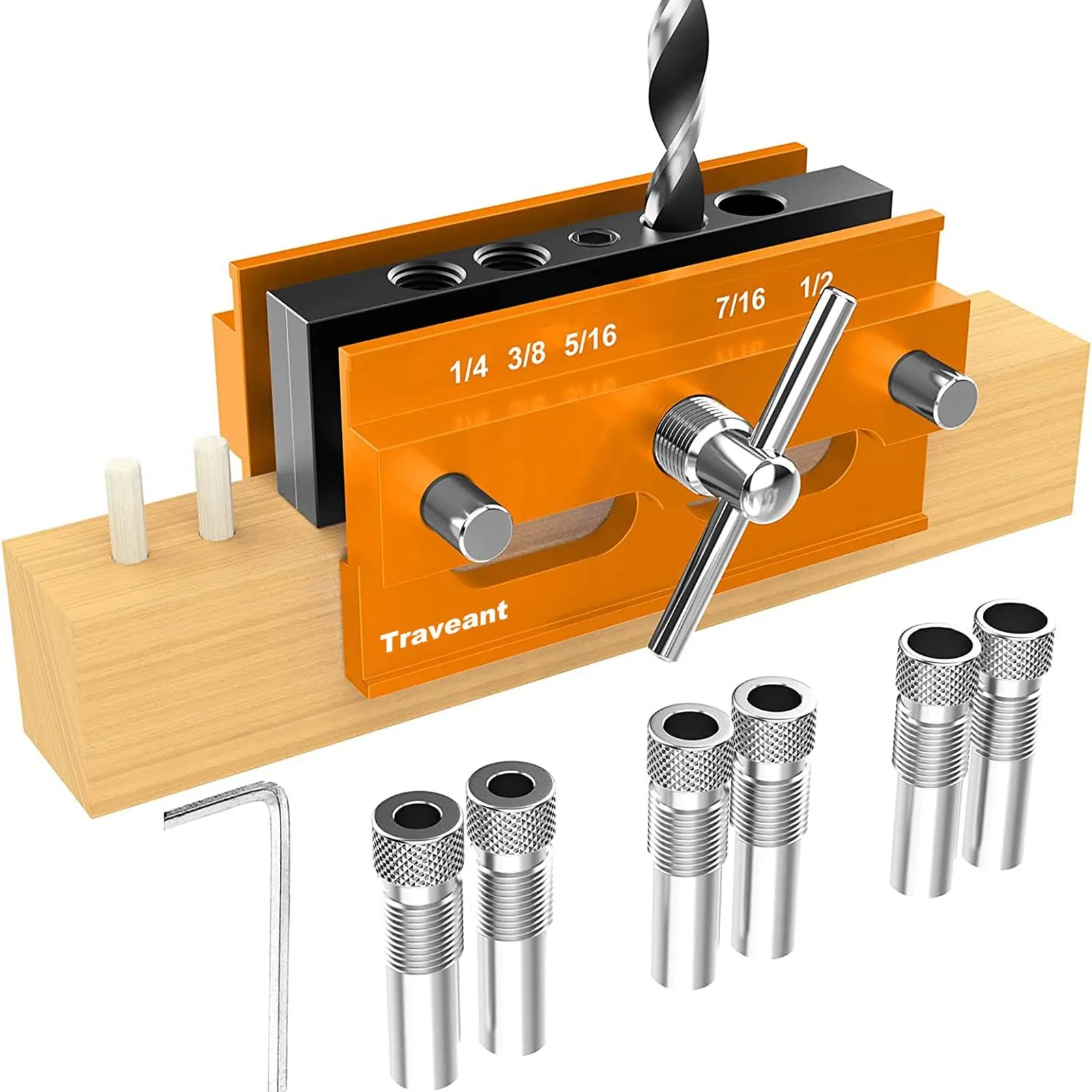 TRAVEANT Self Centering Dowel Jig Kit,Jig Drill Guide Bushings Set,Wood Working Tools Drill and Accessories,Dowel Jigs Woodworking Tools Tools for