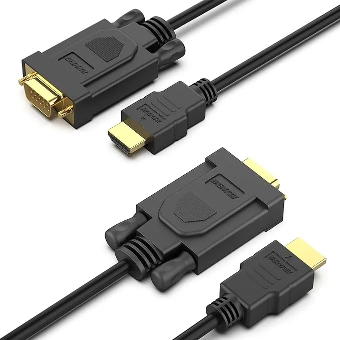 BENFEI HDMI to VGA 15 Feet Cable, Uni-Directional HDMI to VGA Cable (Male to Male) Compatible for Computer, Desktop, Laptop, PC, Monitor, Projector, HDTV, Raspberry Pi, Roku, Xbox and MoreBENFEI HDMI to VGA 15 Feet Cable, Uni-Directional HDMI…