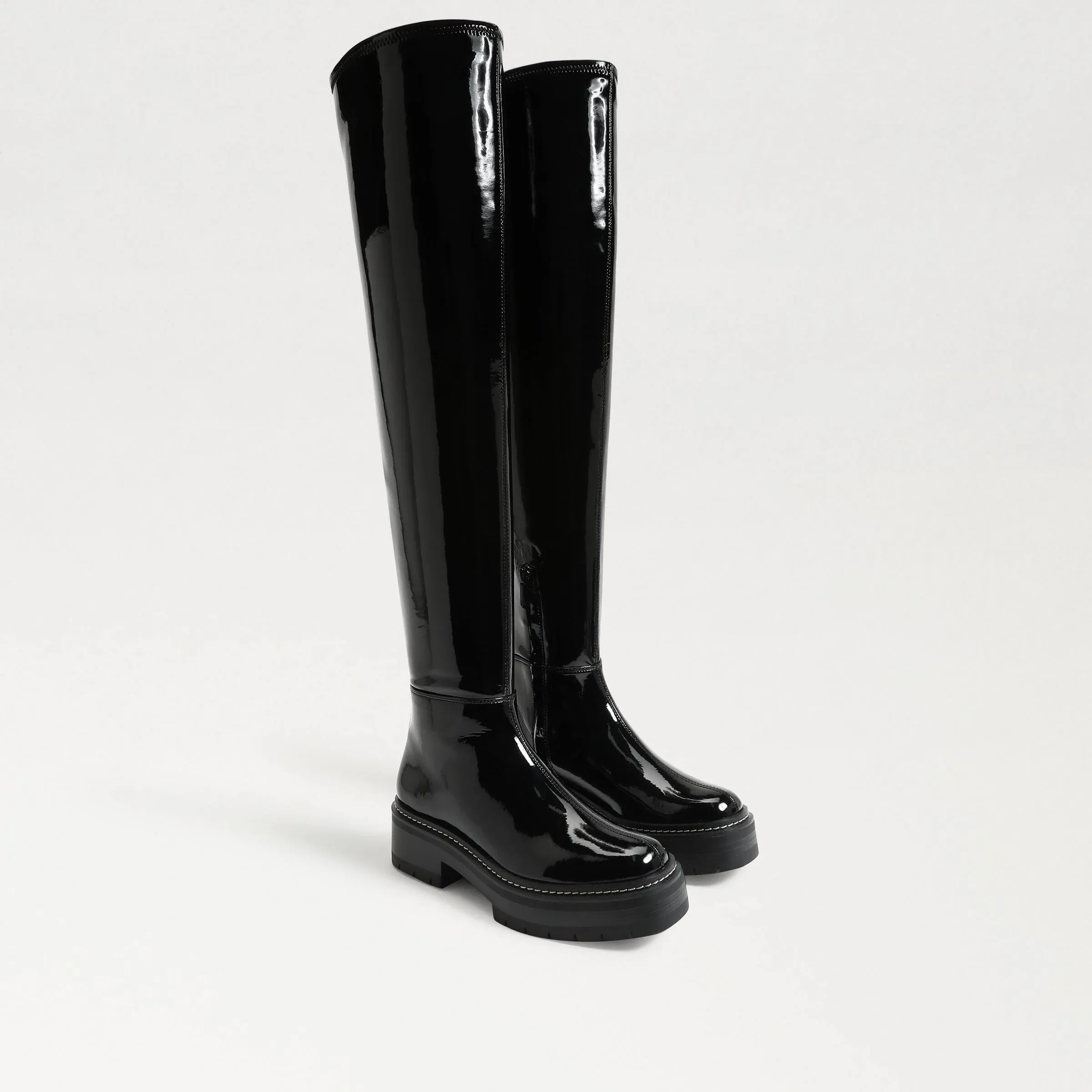 Sam Edelman Lydia Womens Zipper Over-The-Knee Boots, Black Patent