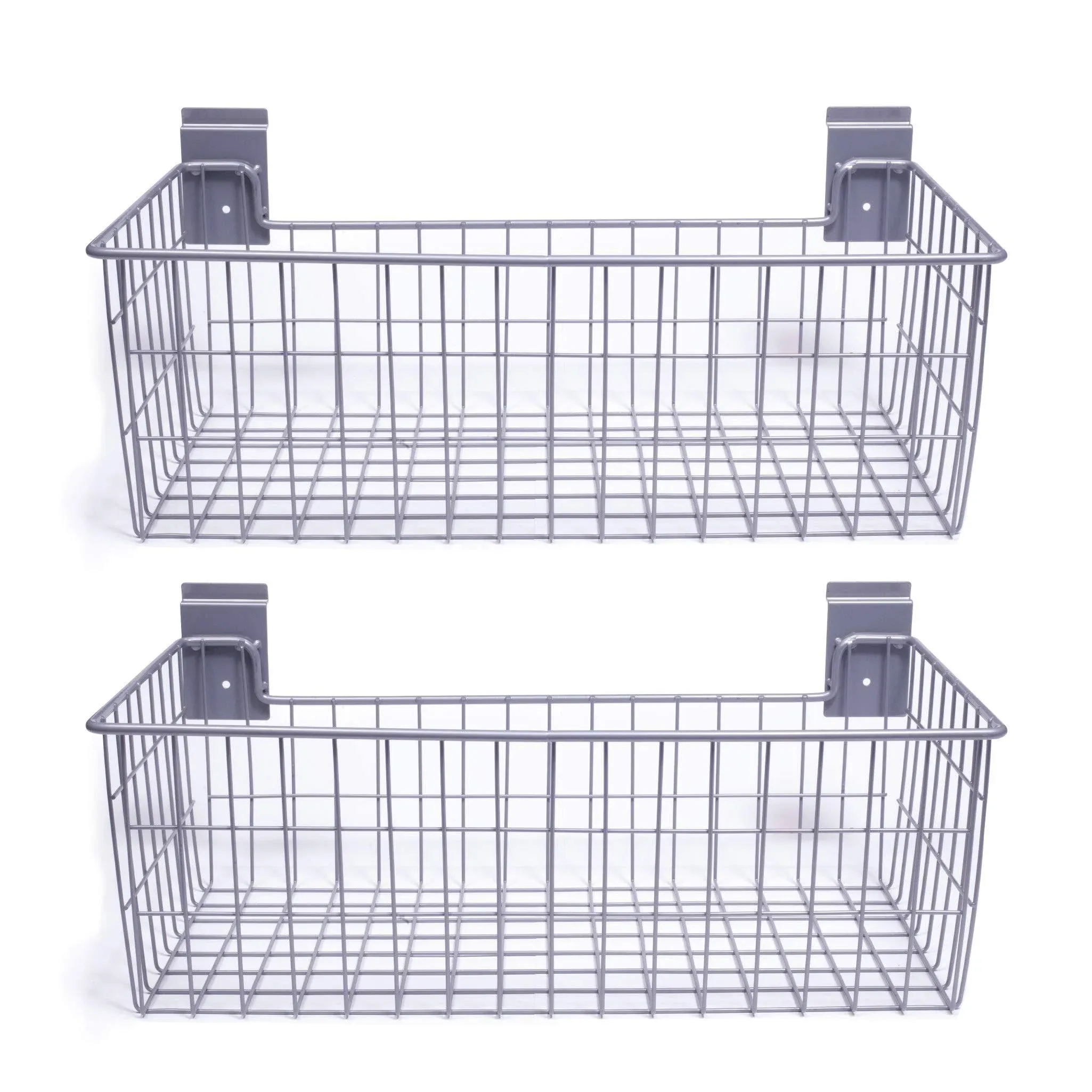 CrownWall Slatwall Steel 24" x 12" Deep Wire Basket (V2) - 2 Pack